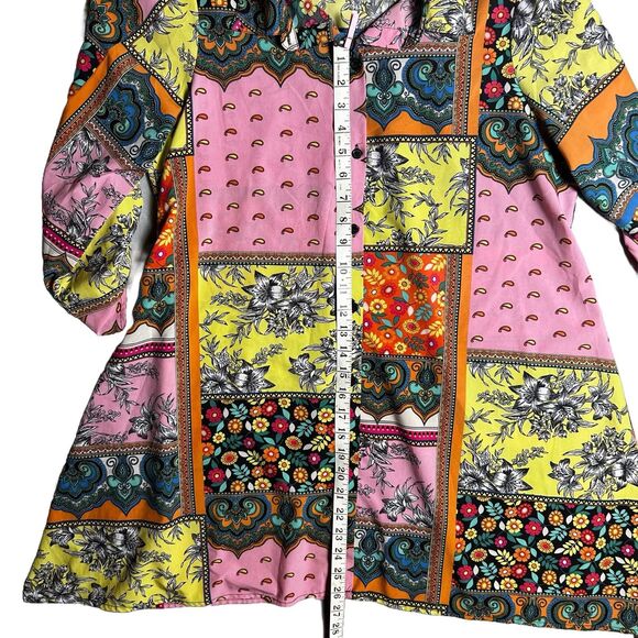 Melissa Paige Tunic Top Blouse Women’s Size M Colorful Floral Long Sleeve BOHO‎ - Picture 3 of 6